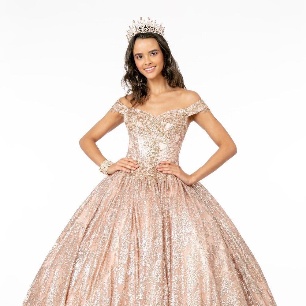 NEW LONG MESH OFF THE SHOULDER SLEEVELESS BALL GOWN WITH LACE UP BACK GL1820